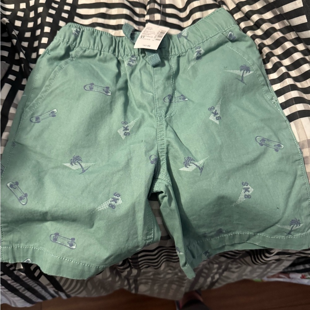 Kids Green Printed Shorts, NEW with Tags. Beach Themed. 3T - Picture 2 of 5